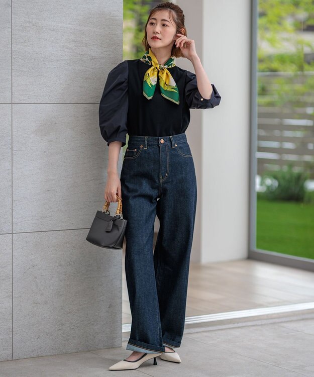 23区 manipuri コラージュローズ シルク スカーフ イエロー系