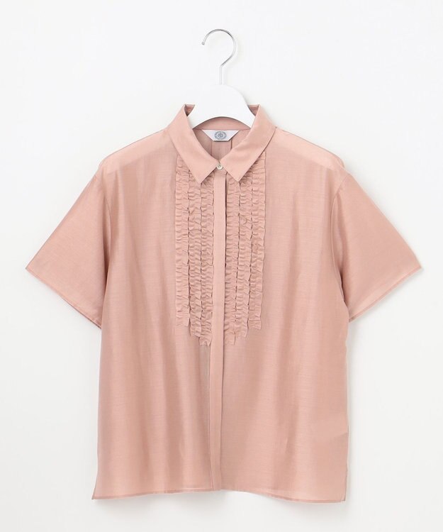 J.PRESS LADIES 【洗える】フリルジャージー ブラウスライク カットソー ピンク系