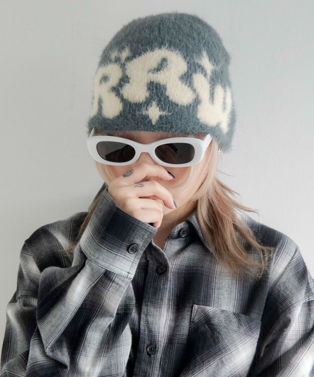 WEGO シャギーキラキラロゴニットキャップ グレー