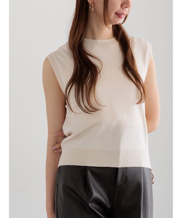 Te chichi シフォンフリルニットベスト ベージュ