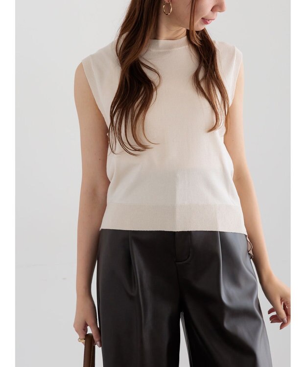 Te chichi シフォンフリルニットベスト ベージュ