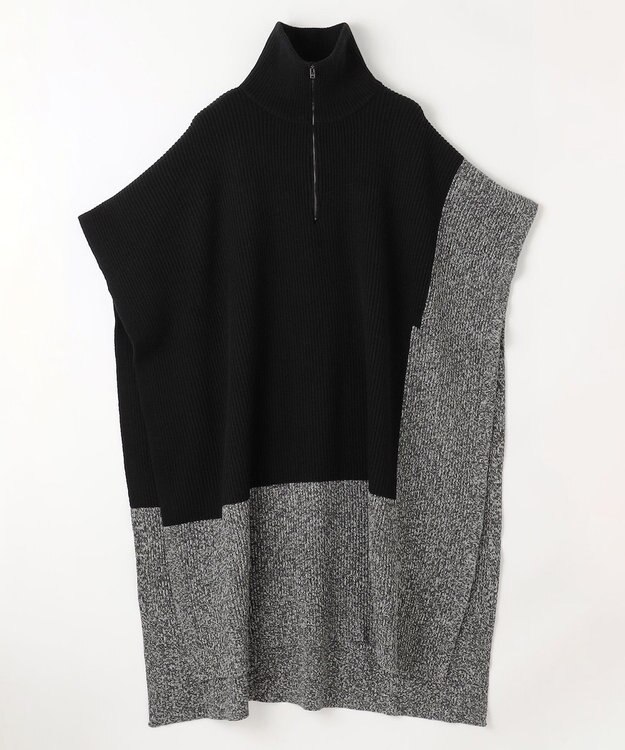 JOSEPH カーディステッチアニメーション　ハイネックポンチョ Black/Ivory