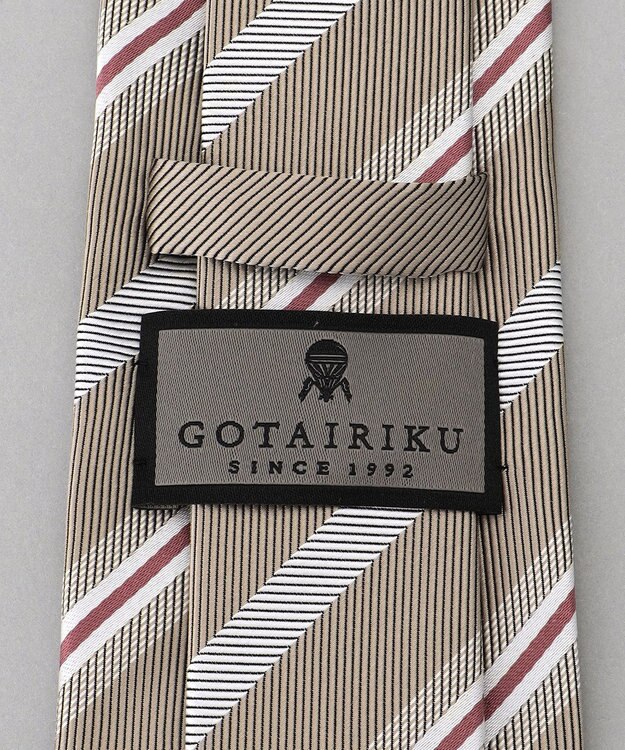 GOTAIRIKU  GOTAIRIKU別注【日本製】シルク ネクタイ_レジメンタル柄 ベージュ×ホワイト×ワイン
