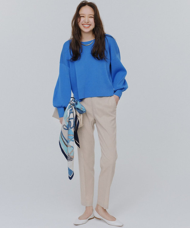 23区 L 【セットアップ対応/防シワ性/洗える】アイアスマットストレッチ テーパード パンツ ベージュ系