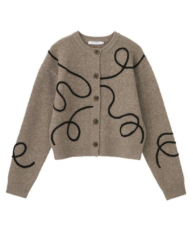 AMERICAN HOLIC コード刺繍ショートカーディガン Beige