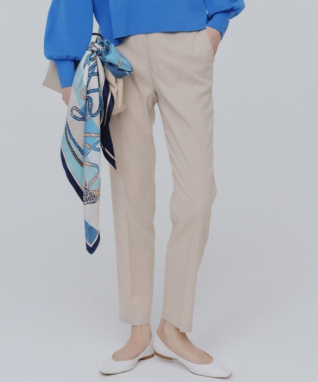 23区 L 【セットアップ対応/防シワ性/洗える】アイアスマットストレッチ テーパード パンツ ベージュ系