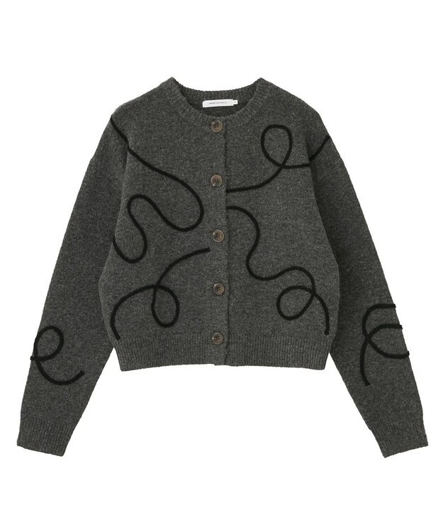 AMERICAN HOLIC コード刺繍ショートカーディガン Charcoal Gray