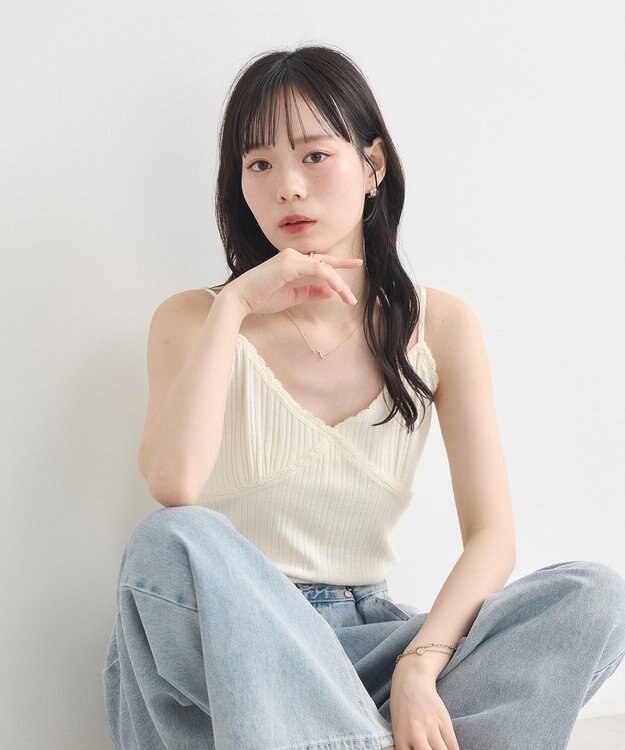 earth music&ecology アイレットレースキャミ Ivory