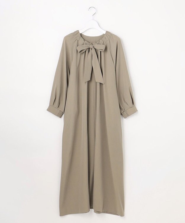 自由区 L 【SHIHOさん着用】TWドレープツイル3WAYボウタイ ワンピース モカ
