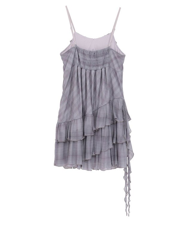 earth music&ecology フロントリボンチェックミニキャミワンピース Check Gray