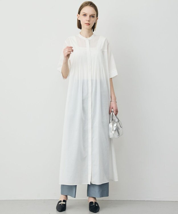 ICB 【先行予約】リネンスラブローン シャツワンピース オフホワイト