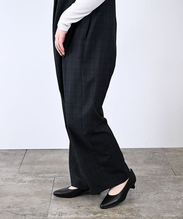 Pointer 【3.5cmヒール】日本製 高級本革ローヒールパンプス ブラック