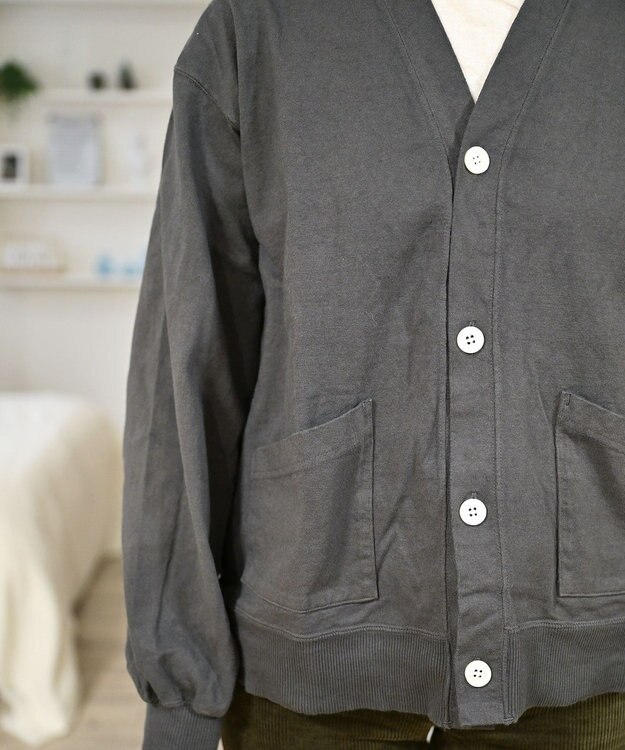 caqu caqu x GoodOn 9ozジャージー カーディガン charcoal gray