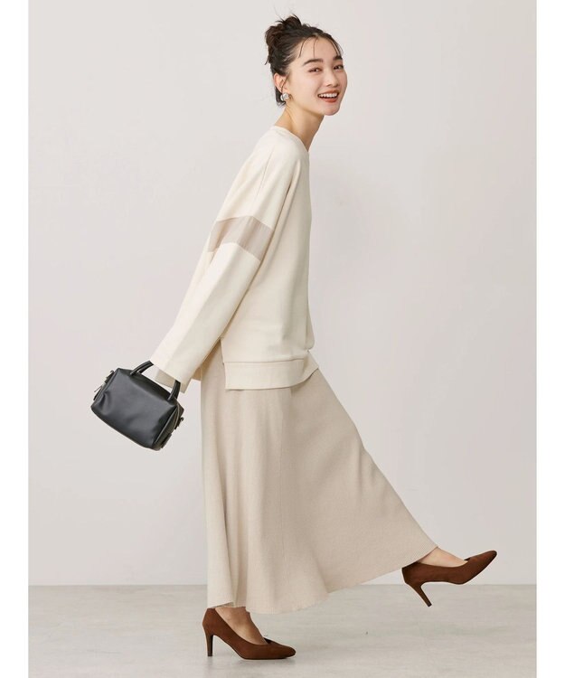 AMERICAN HOLIC リブフレアロングスカート Light Beige