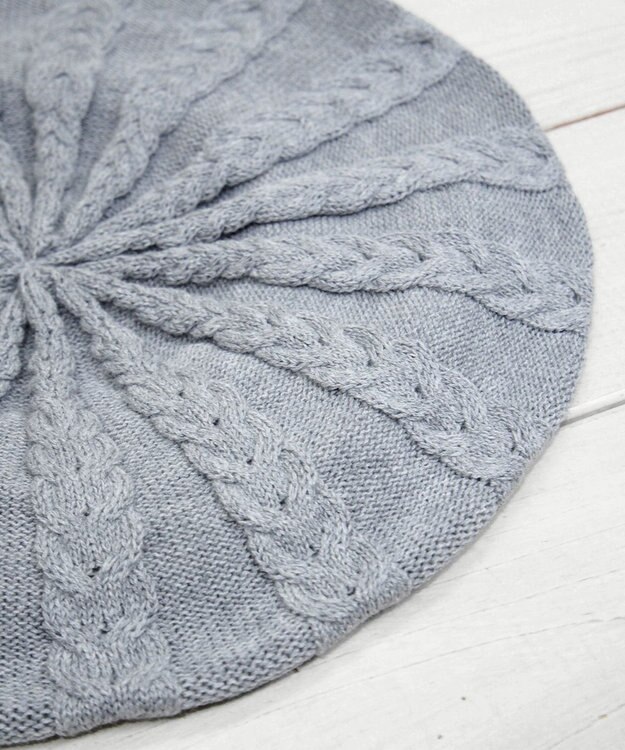 石田製帽 オーガニックコットン アラン編みベレー グレー