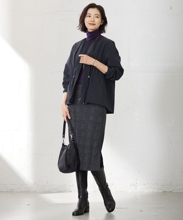 J.PRESS LADIES 【洗える・撥水】Artirosa ノーカラー ブルゾン ネイビー系