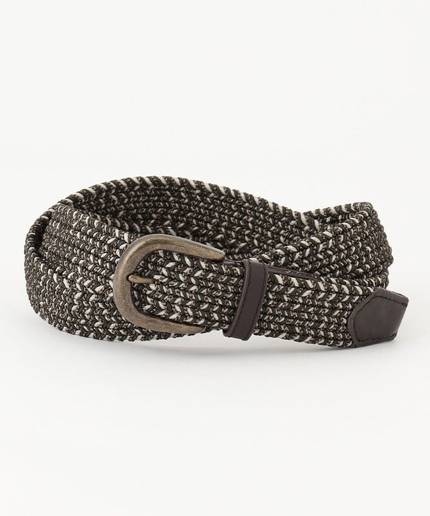 JOSEPH ABBOUD 【ストレッチ/日本製】 ストレッチMIX メッシュ ベルト ダークグリーン系