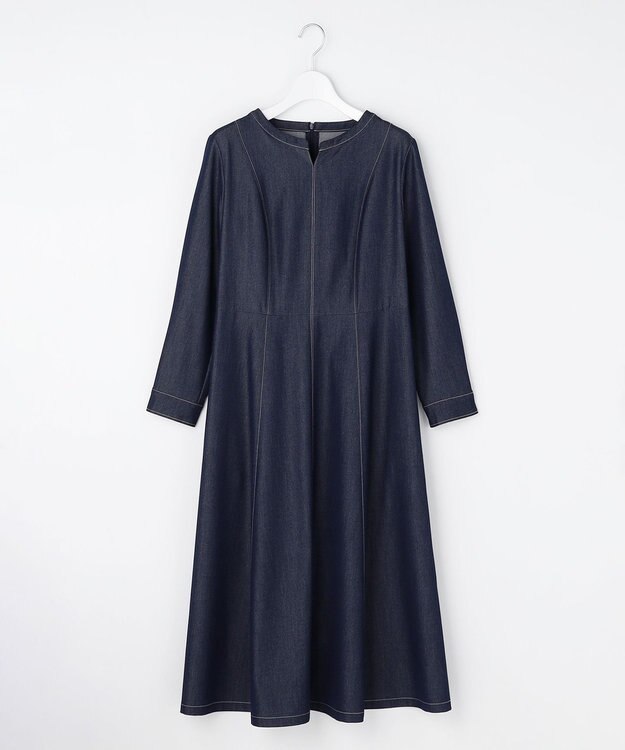 ANY SIS シャンブレーベルテッド ワンピース シャンブレーブルー