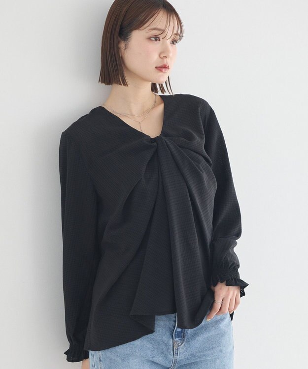 earth music&ecology フロントツイストブラウス Black