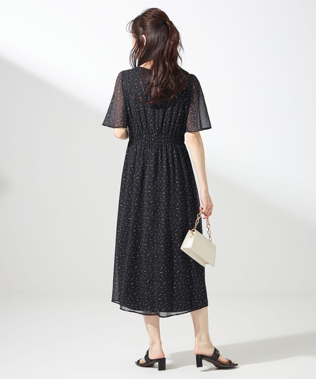 ANY SIS 【洗える】シアーパターン ワンピース ブラックドット