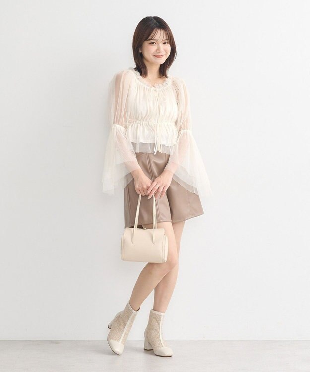 earth music&ecology チュールブラウス Ivory