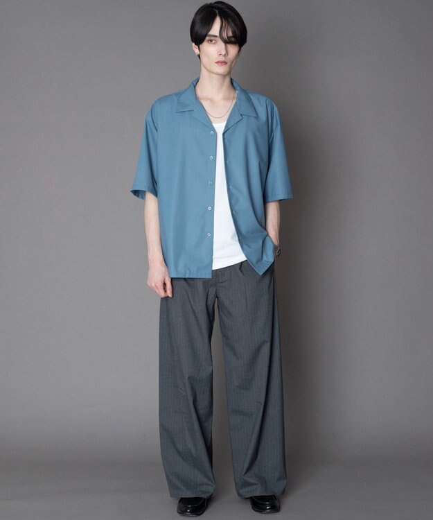 WEGO 【ユニセックス着用ITEM/SMLサイズ展開】 TRオープンカラーシャツ（SS） サックス