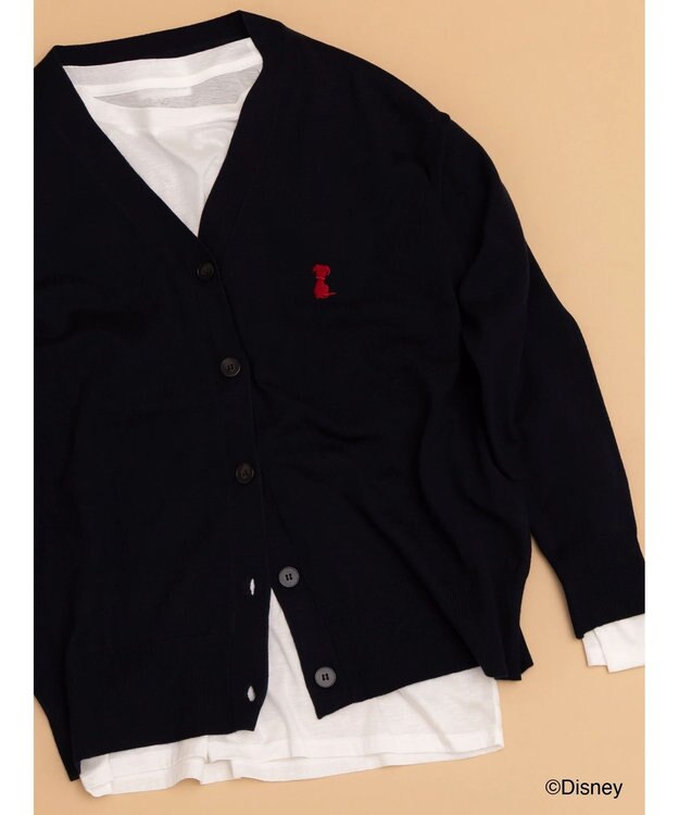 Te chichi 【Disney】101/刺繍Vネックカーディガン ネイビー