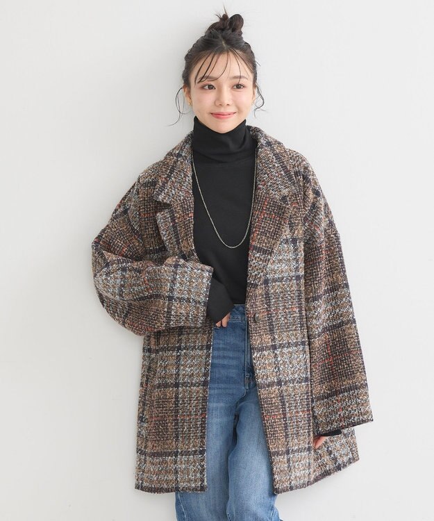 earth music&ecology オーバーテーラードジャケット　チェック Check