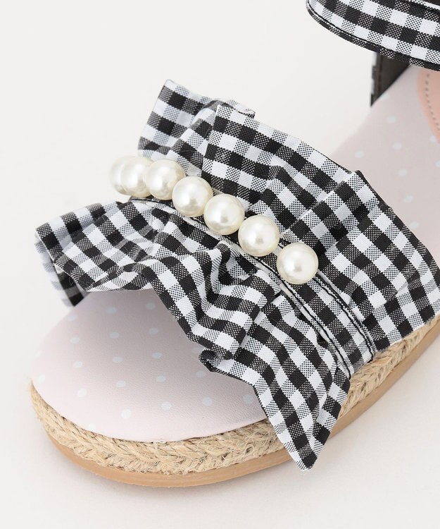 ANY KIDS パール フリル サンダル ギンガムチェック
