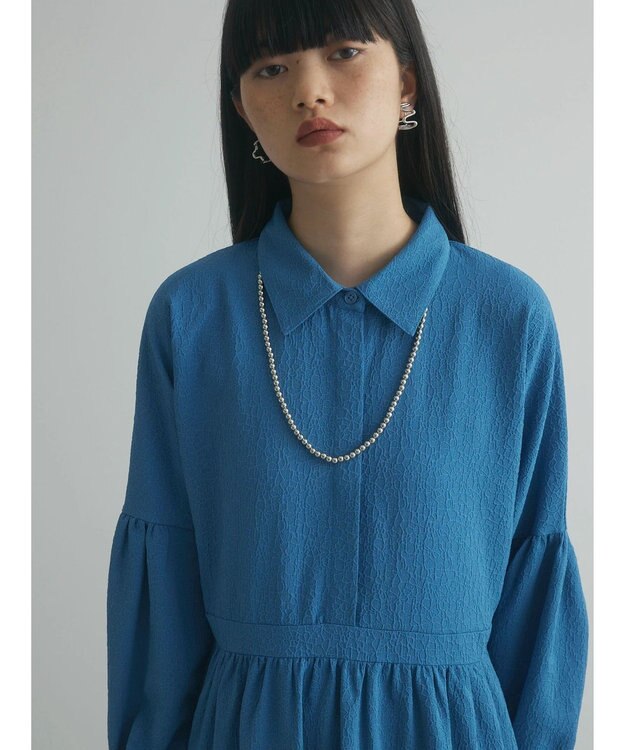 Green Parks armonia. ジャガードシャツワンピース Blue