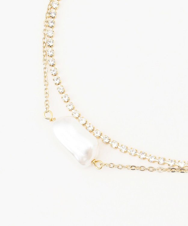 組曲 【2SET】ダイヤレーンプチパール ネックレス ゴールド系