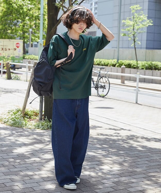 WEGO 【ユニセックス着用ITEM/綿100%/SMLサイズ展開】リラックスフィットワンポイントT（S） ダークグリーン