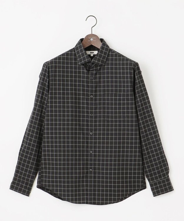 JOSEPH ABBOUD 【綿100％】ファインカウントシャンブレーチェックシャツ ブラック系4