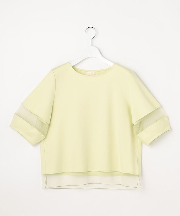 ANY SIS チュール切替ランタンスリーブ プルオーバー ライム