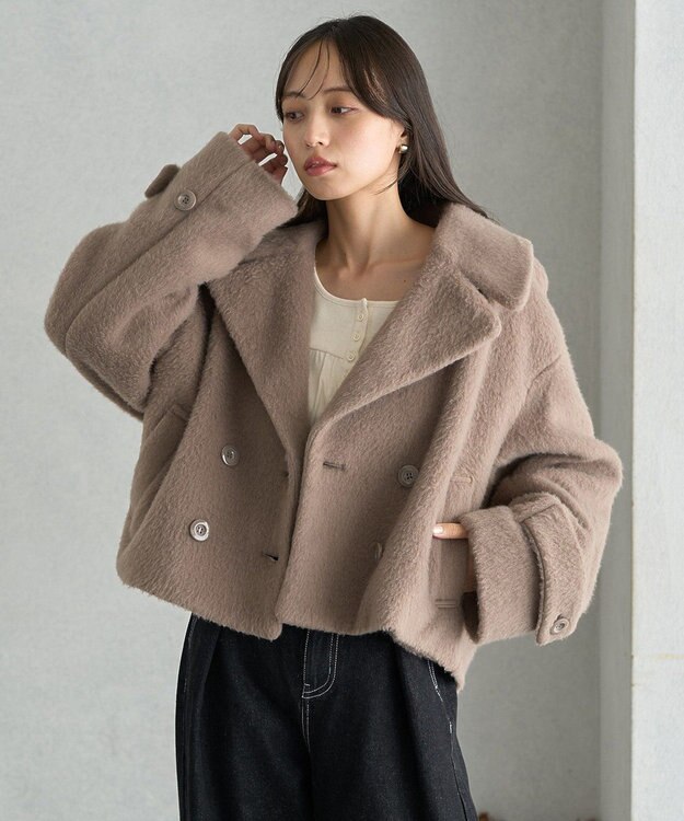 earth music&ecology シャギーショートコート Beige