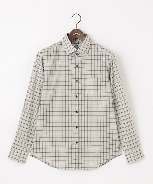 JOSEPH ABBOUD 【綿100％】ファインカウントシャンブレーチェックシャツ ライトグレー系4