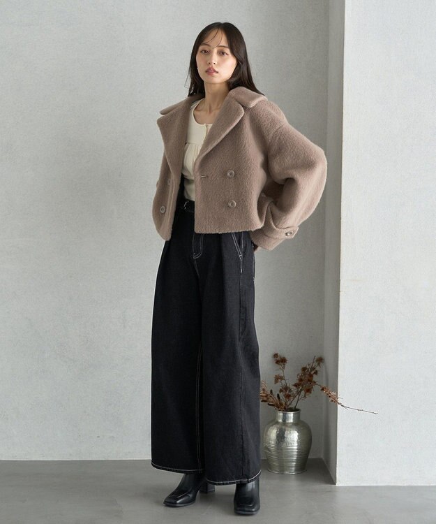 earth music&ecology シャギーショートコート Beige