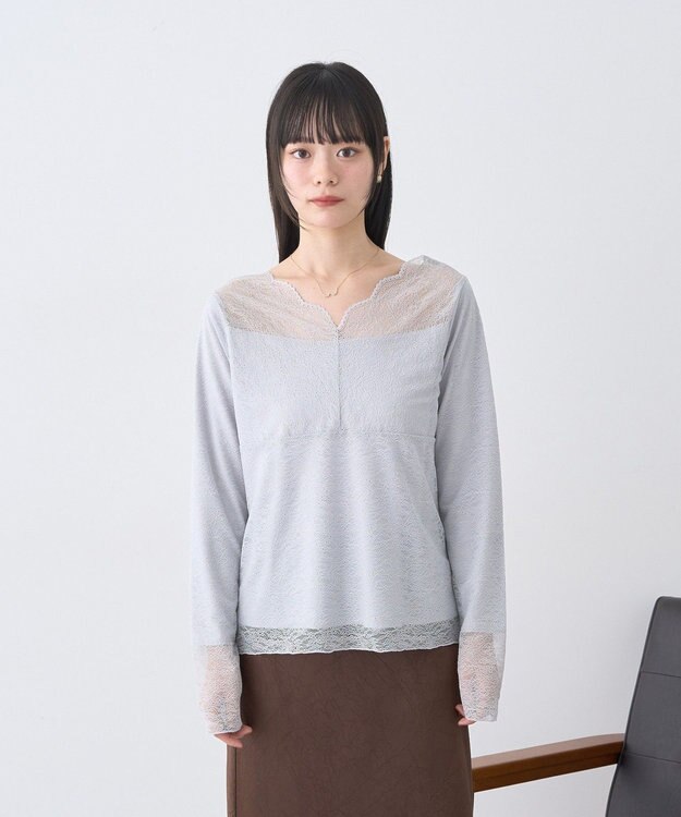 earth music&ecology 【吸湿発熱】【2WAY】あったかフェミニンインナー（２ｗａｙネック） Light Gray