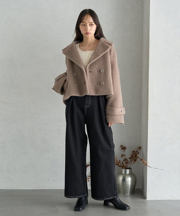 earth music&ecology シャギーショートコート Beige