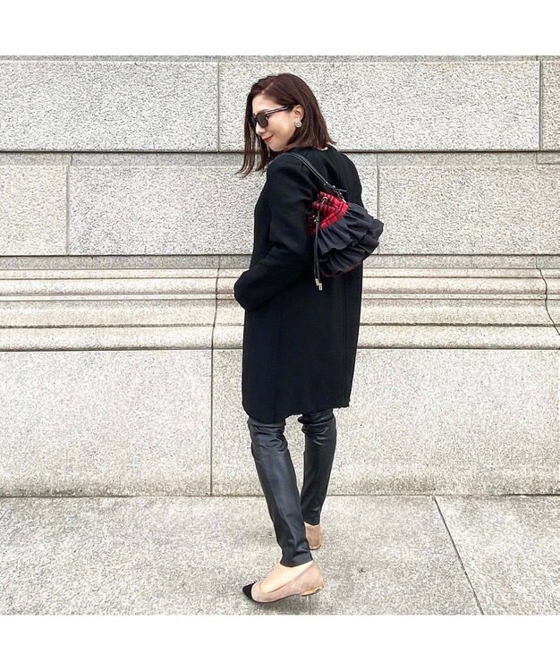 LA BAGAGERIE 【インスタグラマー chiyoさん×LA BAGAGERIE】フリルバケットバッグ レッド