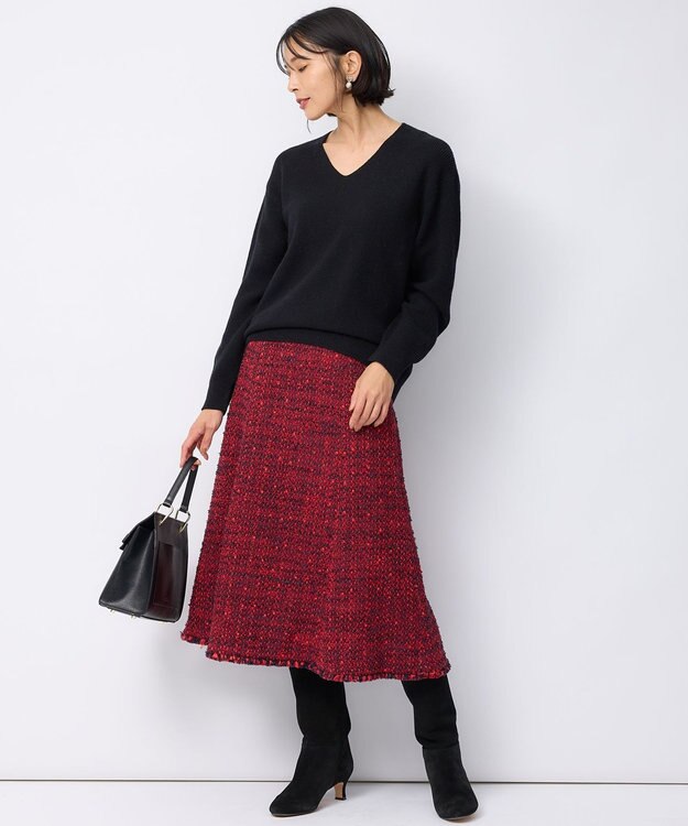 23区 【洗える】ウールカシミヤ Vネック ニット ブラック系