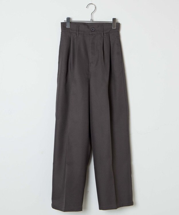 WEGO 【手洗い可】ハイウエストセンタープレスワイドパンツ グレー