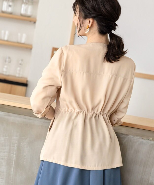 Tiaclasse L 【洗える】シルエットの変化を楽しめる麻調ドロストジャケット アイボリー