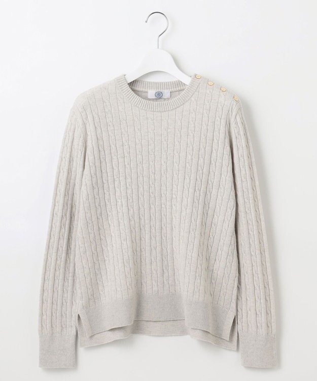 J.PRESS LADIES L 【洗える】WOOL BLEND AIR クルーネック ニット ライトグレー系