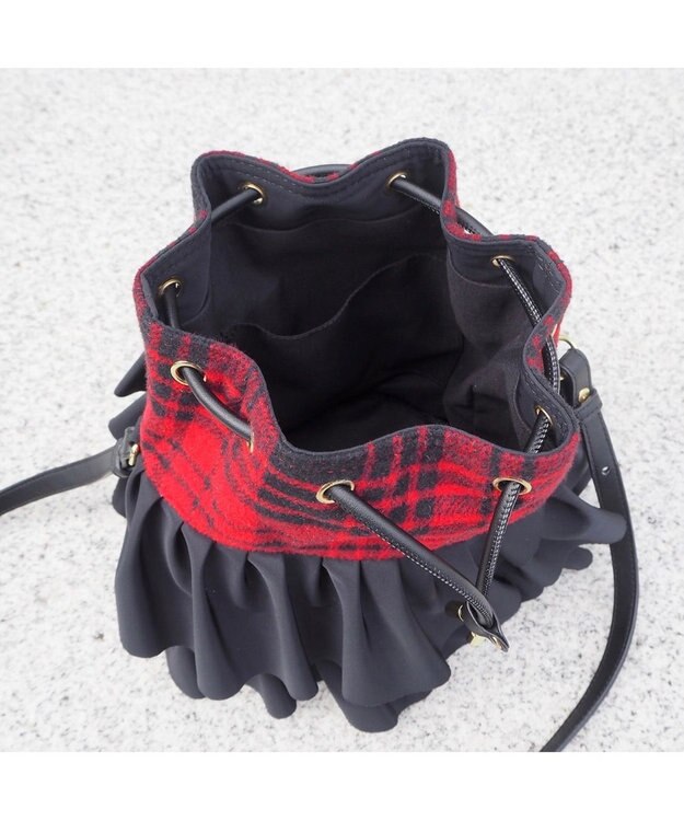 LA BAGAGERIE 【インスタグラマー chiyoさん×LA BAGAGERIE】フリルバケットバッグ レッド