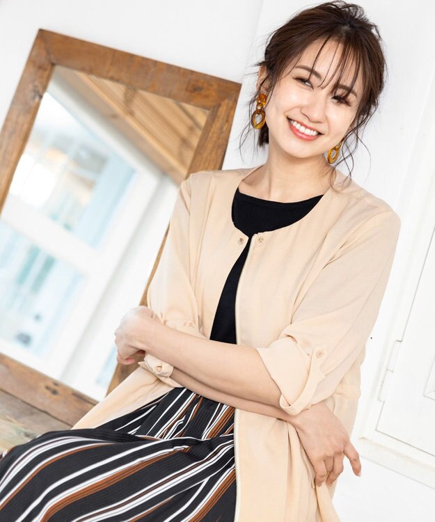 Tiaclasse L 【洗える】シルエットの変化を楽しめる麻調ドロストジャケット アイボリー