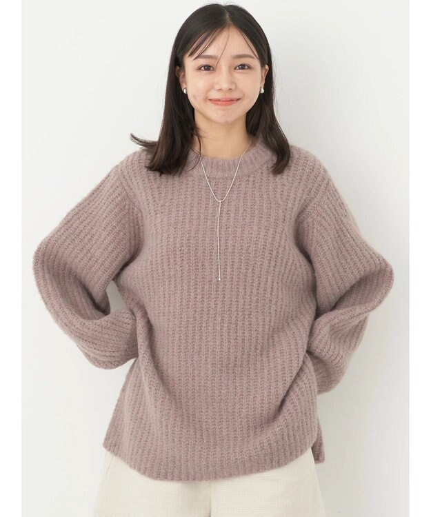 earth music&ecology フワフワＭＩＸヤーンチュニック Mocha