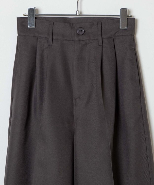 WEGO 【手洗い可】ハイウエストセンタープレスワイドパンツ グレー