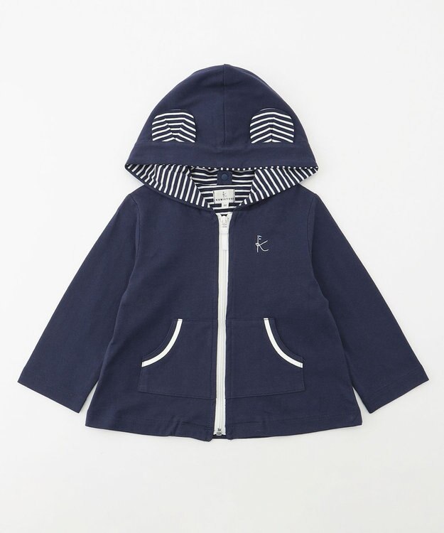 組曲 KIDS 【80-90cm】セーラーボーダー パーカー ネイビー系