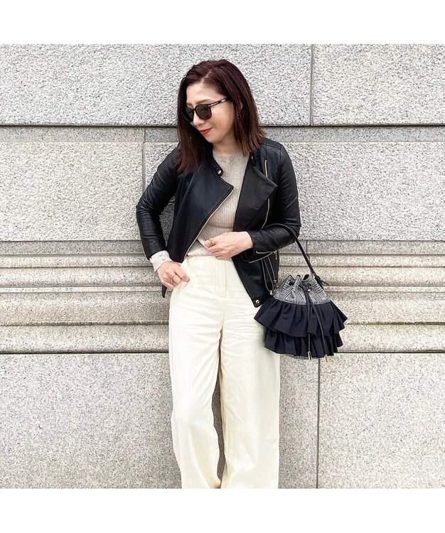 LA BAGAGERIE 【インスタグラマー chiyoさん×LA BAGAGERIE】フリルバケットバッグ グレー